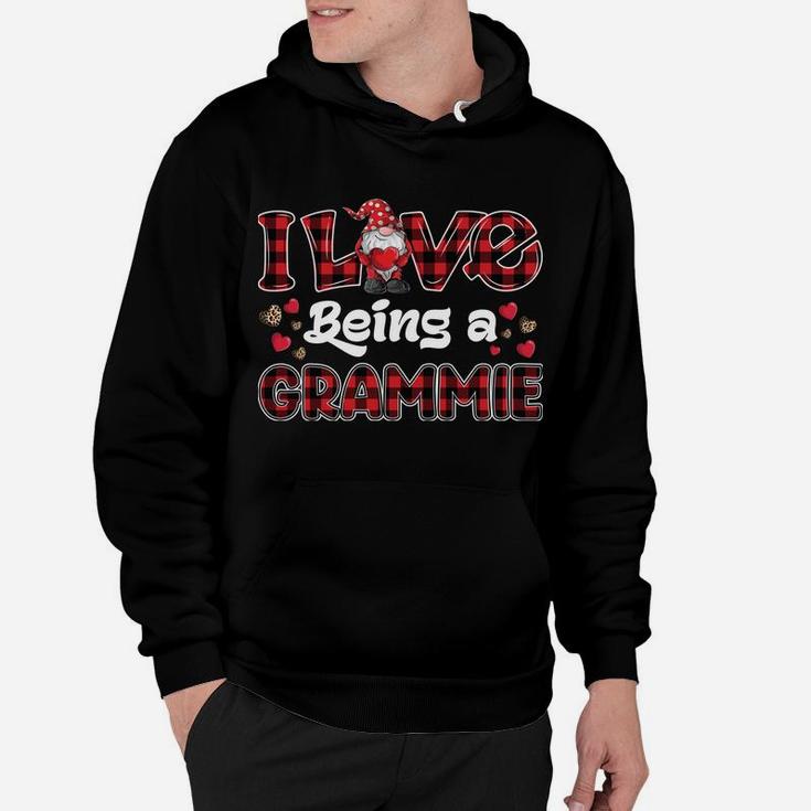 I Love Being Grammie Red Plaid Hearts Gnome Valentine's Day Hoodie