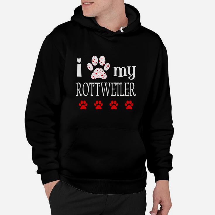 I Love My Rottweiler Event Happy Valentines Day Paw Prints Hoodie
