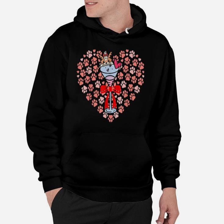 I Love You Martini Dog Valentines Day Heart Paws Hoodie