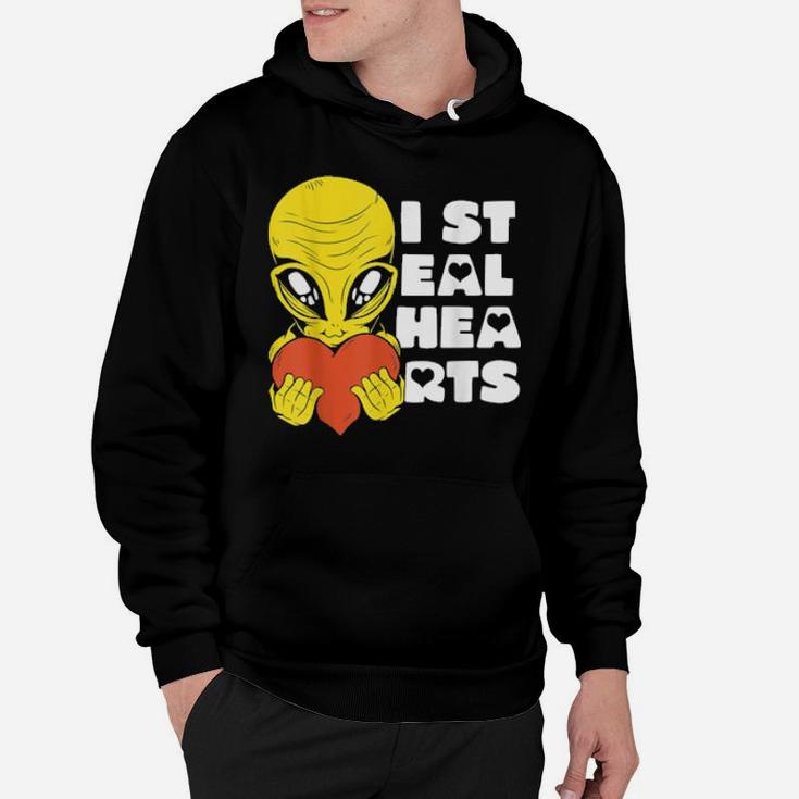 I Steal Hearts Valentine's Day Alien Ufo With A Heart Hoodie
