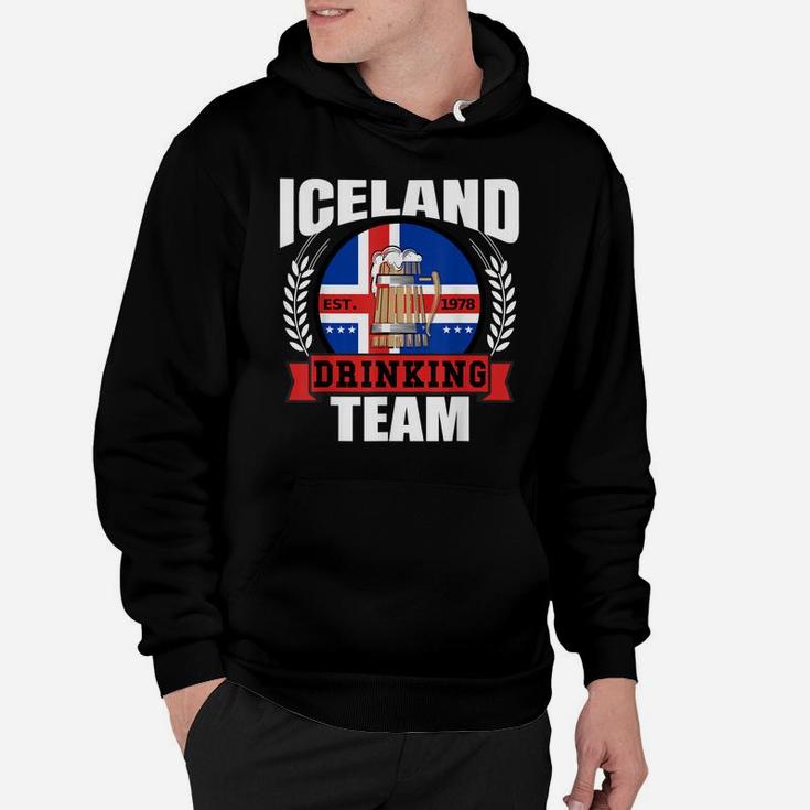 Iceland Drinking Team Funny Icelandic Flag Beer Party Gift Hoodie