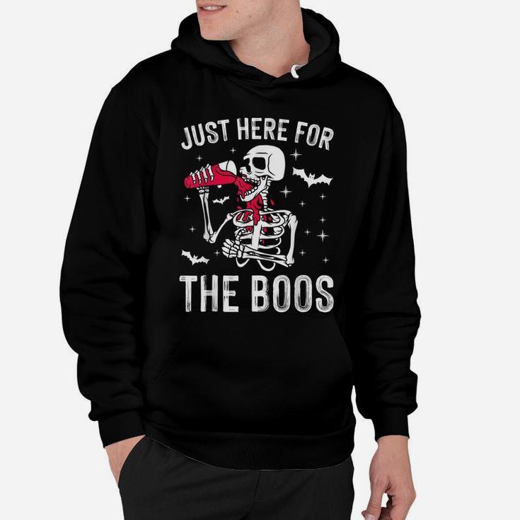 I'm Just Here For The Boos Funny Skeleton Drinking Wine Hoodie