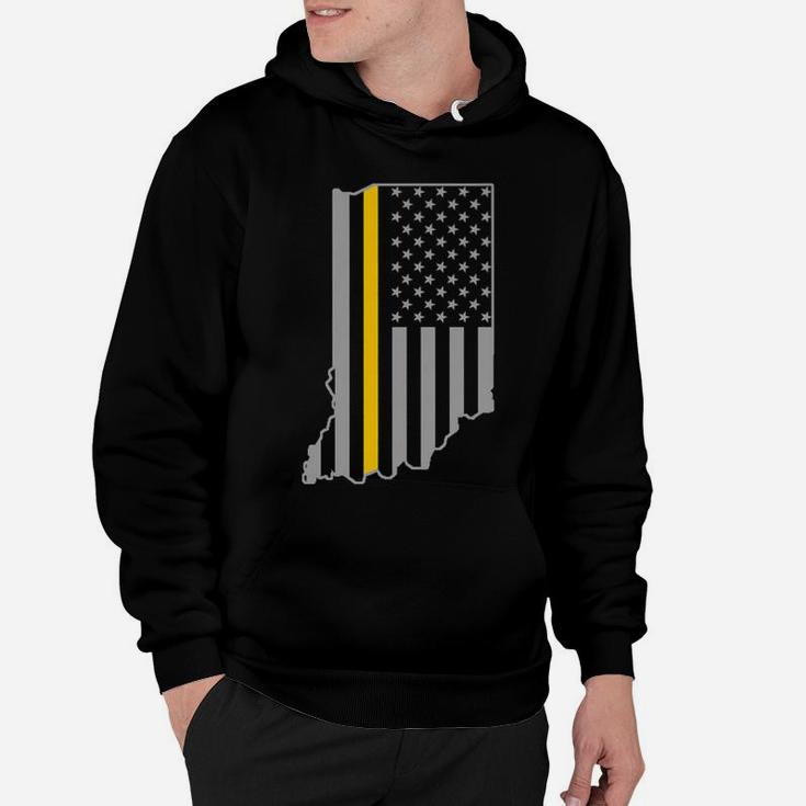 Indiana Thin Gold Line Flag Police Operator 911 Dispatcher Hoodie
