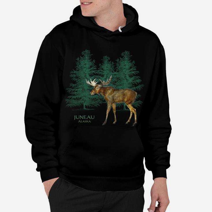Juneau Alaska Moose Lovers Trees Vintage-Look Souvenir Sweatshirt Hoodie