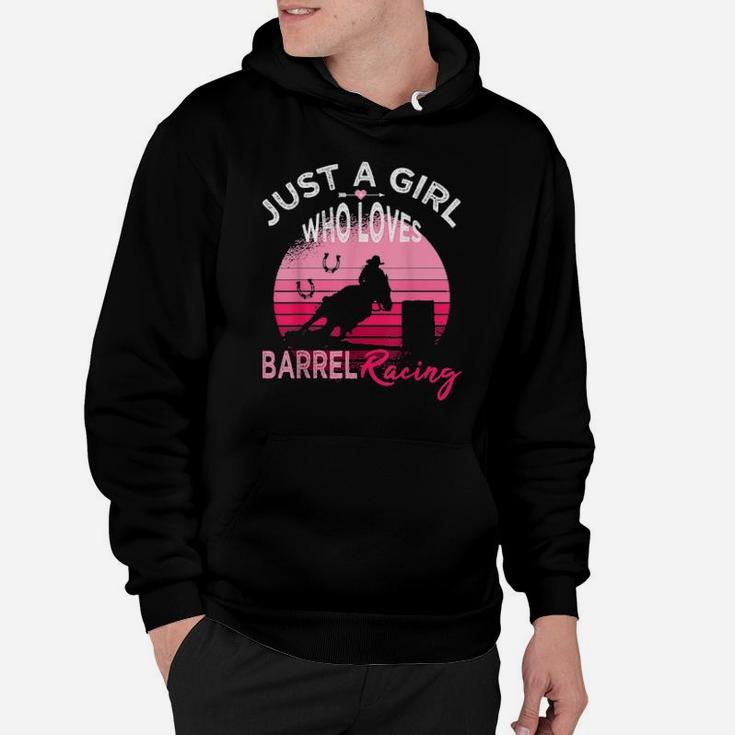 Just A Girl Who Loves Barrel Racing Horse Rodeo Cowgirl Pink Hoodie