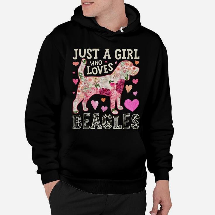 Just A Girl Who Loves Beagles Dog Silhouette Flower Gifts Hoodie
