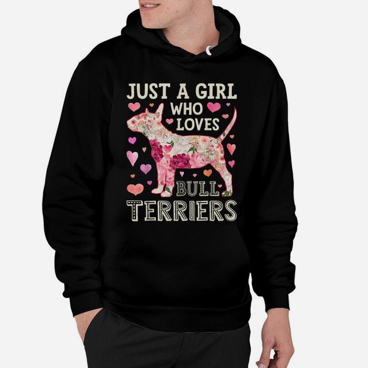 Just A Girl Who Loves Bull Terriers Dog Silhouette Flower Hoodie