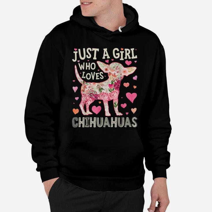 Just A Girl Who Loves Chihuahuas Dog Silhouette Flower Gifts Hoodie
