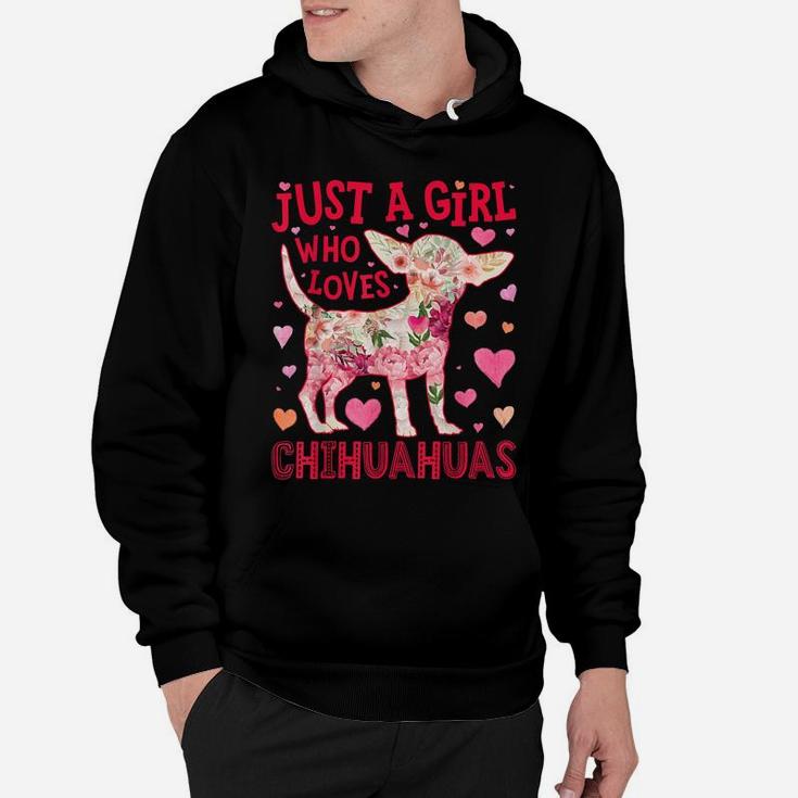 Just A Girl Who Loves Chihuahuas Dog Silhouette Flower Gifts Hoodie