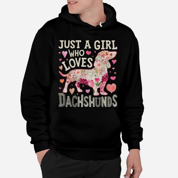 Just A Girl Who Loves Dachshunds Dog Silhouette Flower Gifts Hoodie