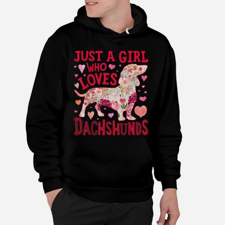 Just A Girl Who Loves Dachshunds Dog Silhouette Flower Gifts Hoodie