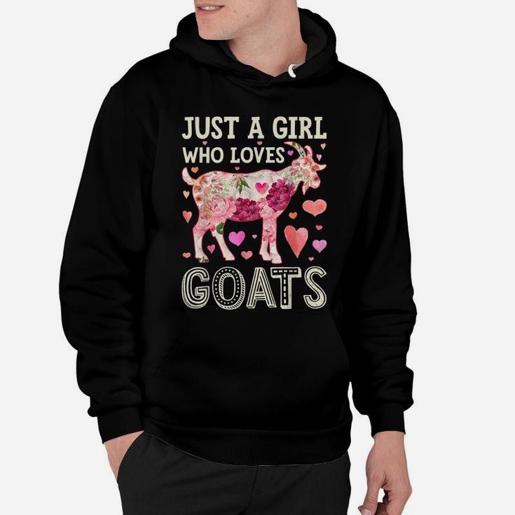 Just A Girl Who Loves Goats Funny Goat Silhouette Flower Hoodie