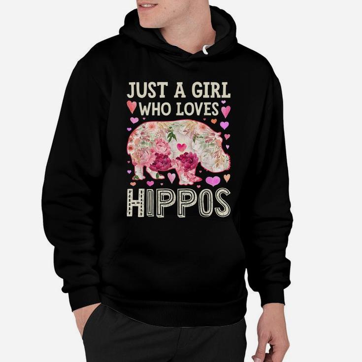 Just A Girl Who Loves Hippos Hippo Hippopotamus Women Flower Hoodie