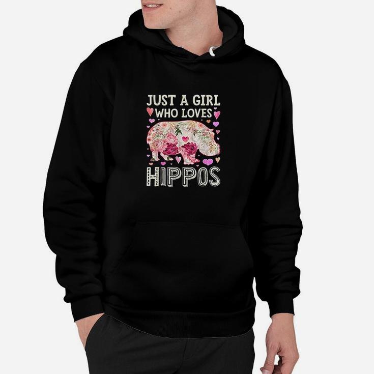 Just A Girl Who Loves Hippos Hippo Hippopotamus Women Flower Hoodie