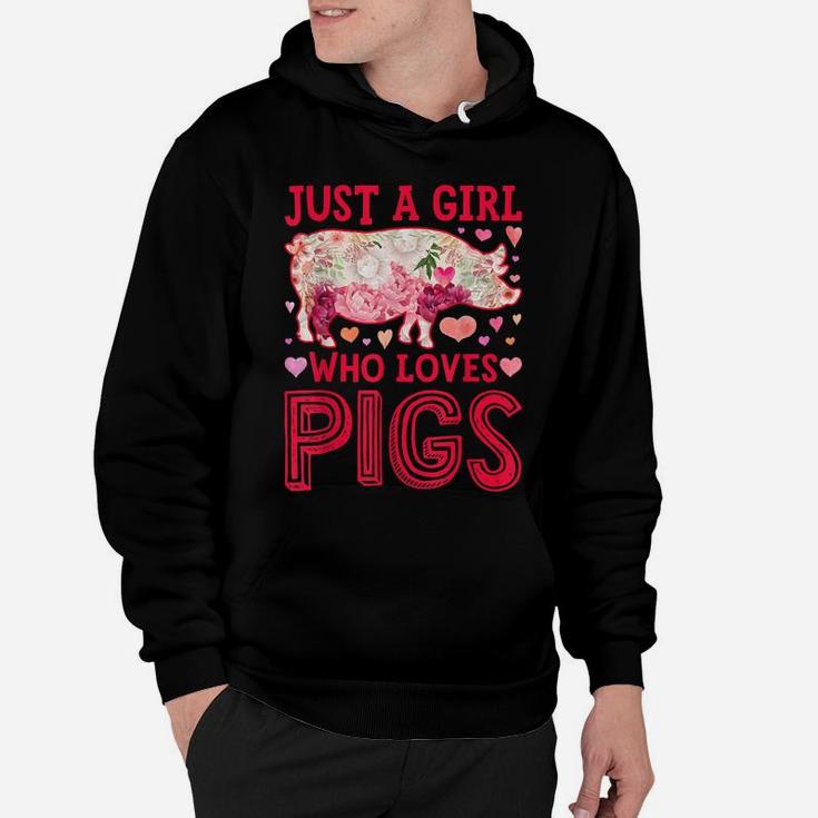 Just A Girl Who Loves Pigs Funny Pig Silhouette Flower Gifts Hoodie
