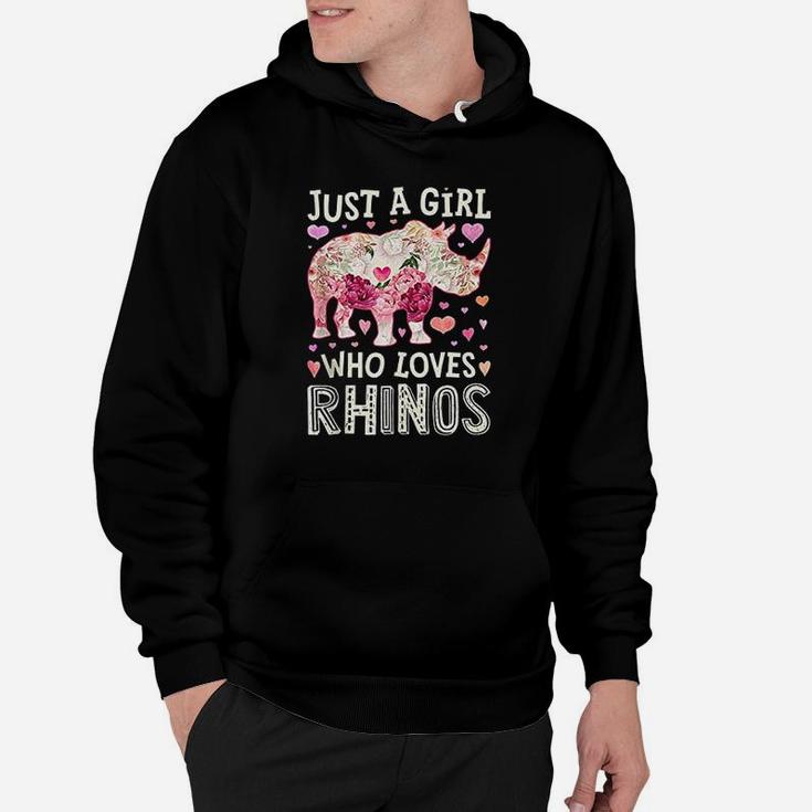 Just A Girl Who Loves Rhinos Funny Rhino Women Flower Floral Hoodie
