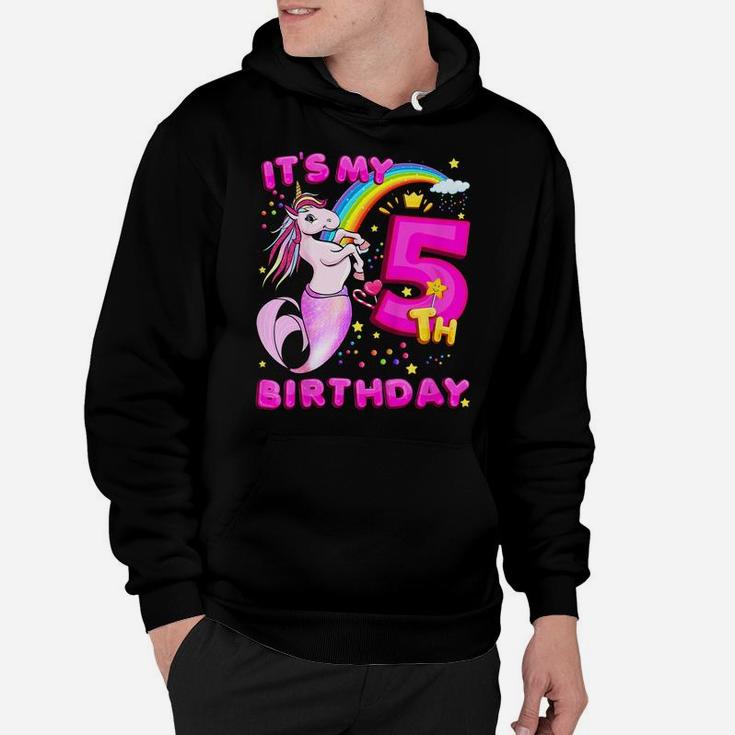 Kids 5Th Birthday Unicorn Mermicorn Daughter Mermaid Gift Hoodie