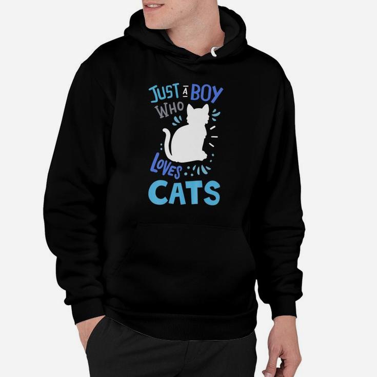 Kids Cat Just A Boy Who Loves Cats Gift For Cat Lovers Hoodie