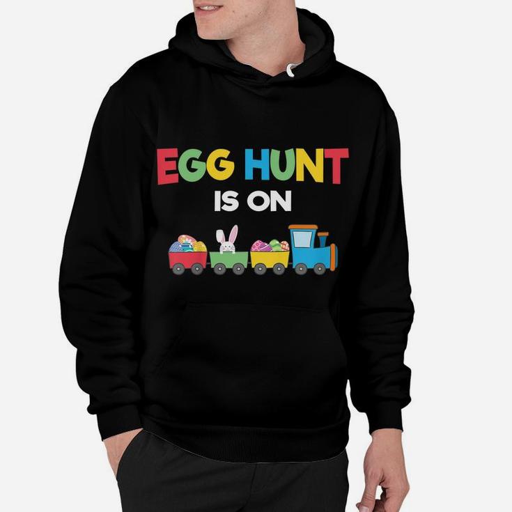 Kids Egg Hunt Is On Kids Tractor Toy Easter Bunny Hunting Costume Hoodie