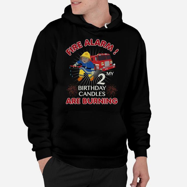Kids Fire Truck And Firefighter 2Nd Birthday Boy 2 Year Old Hoodie
