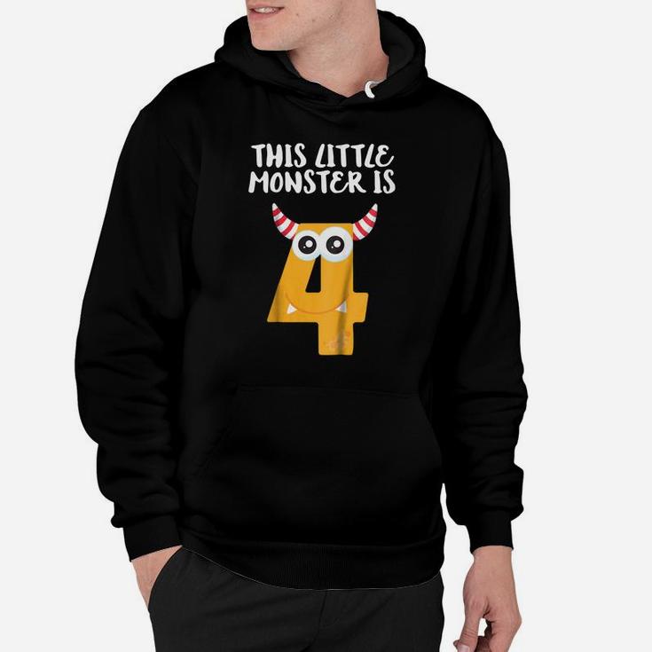 Kids This Little Monster Is 4 - 4Th Birthday Shirt For 4 Year Old Hoodie