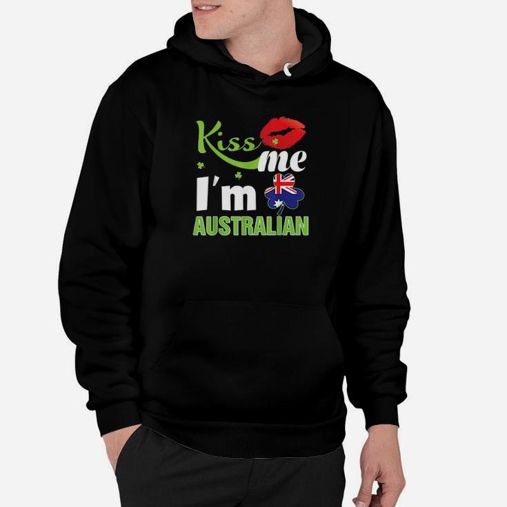 Kiss Me I'm Australian St Patrick Day Shamrock Clover Flag Hoodie