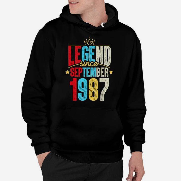 Legend Since September 1987 Bday Gifts 32Nd Birthday Hoodie
