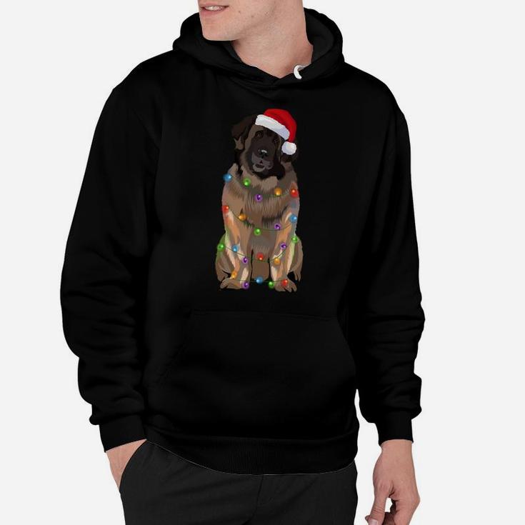 Leonberger Christmas Lights Xmas Dog Lover Santa Hat Sweatshirt Hoodie