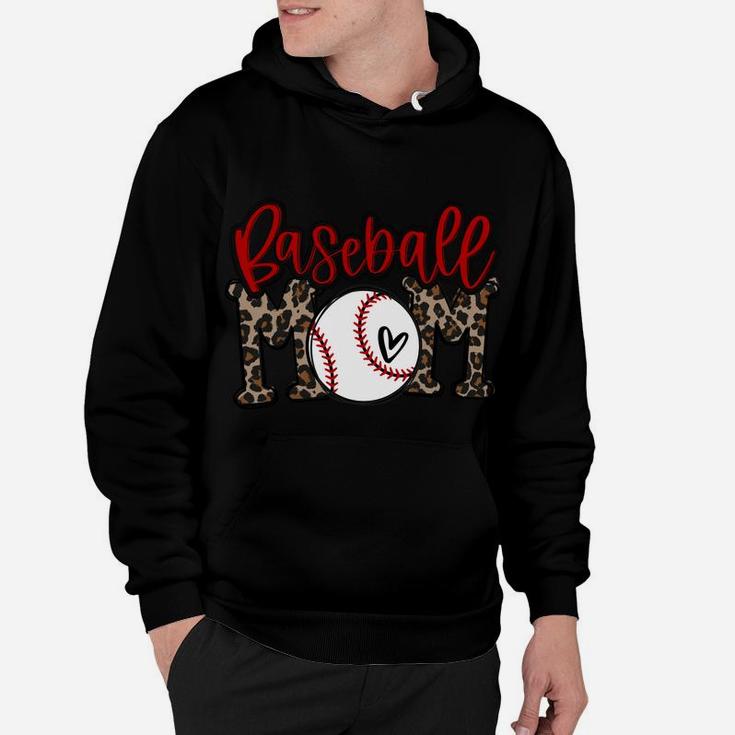 Leopard Baseball Mom Game Day Vibes T-Ball Mom Mother's Day Sweatshirt Hoodie