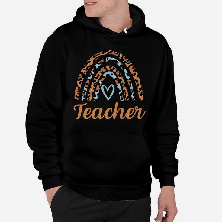Leopard Boho Rainbow Teacher Love Women Sweatshirt Hoodie