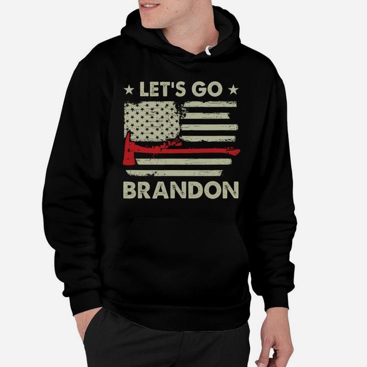 Let's Go Brandon Firefighter Thin Red Line Us Flag Hoodie