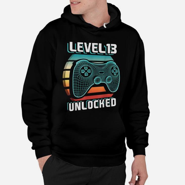 Level 13 Unlocked Retro Video Game 13Th Birthday Gamer Gift Hoodie