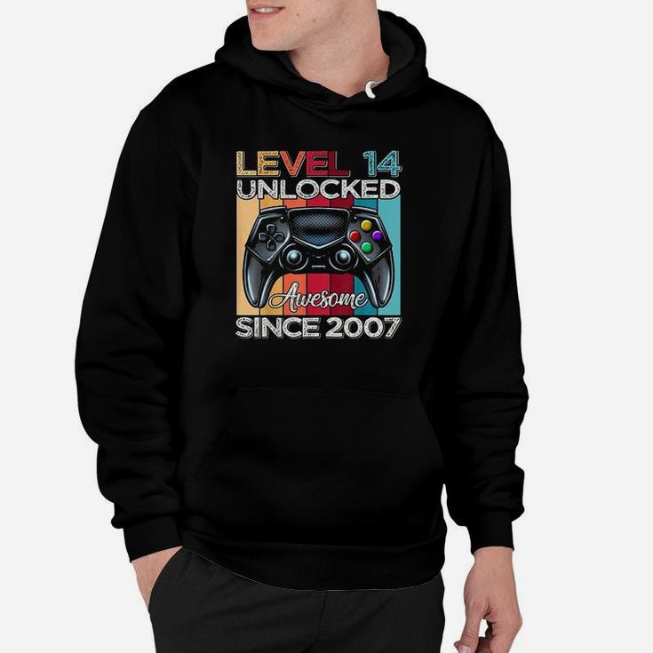 Level 14 Unlocked Awesome Since 2007 14Th Birthday Gaming Hoodie