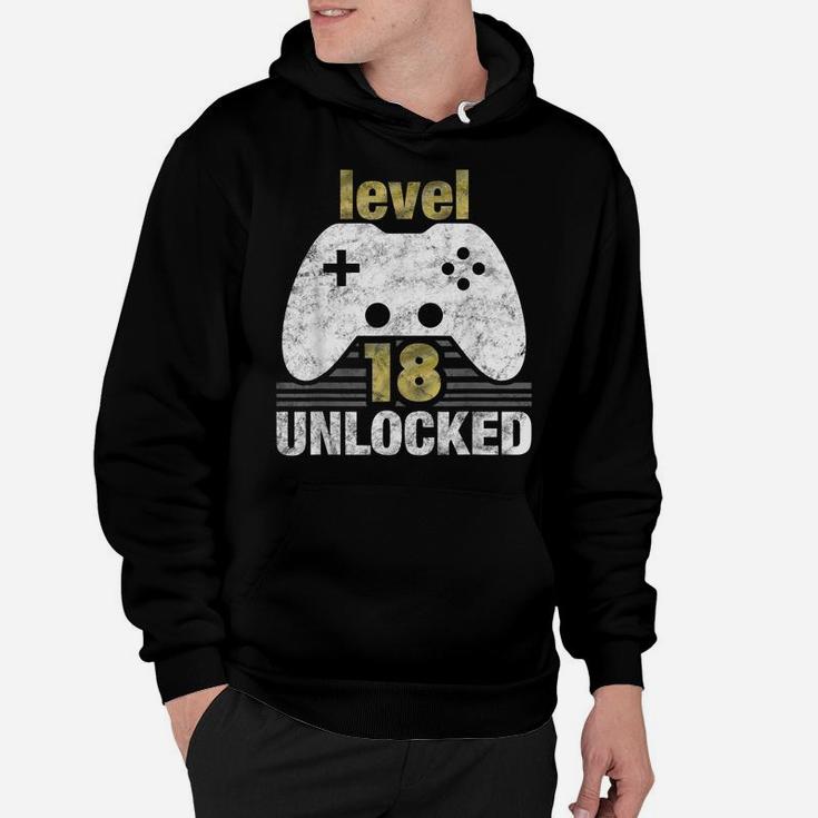 Level 18 Unlocked - 18 Year Old Gift 18Th Birthday Gamer Hoodie