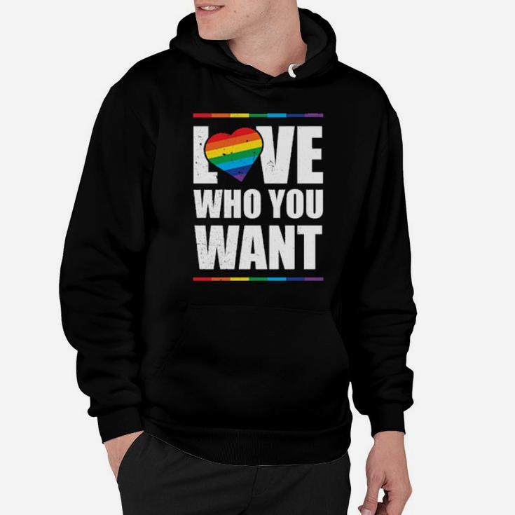 Lgbt Love Who You Want Gay Pride Rainbow Heart Gift Hoodie