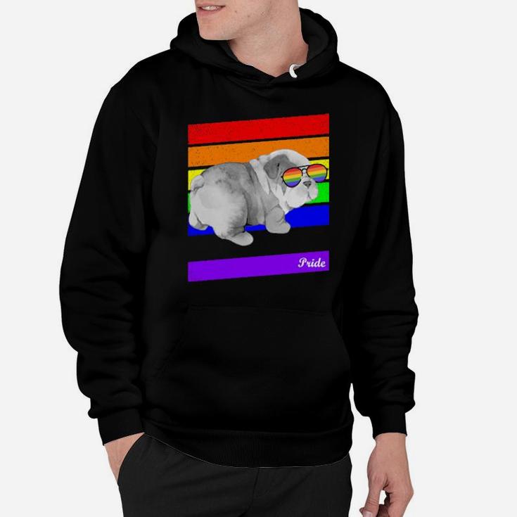 Lgbt Rainbow Flag Gay Pride English Bull Dog Hoodie