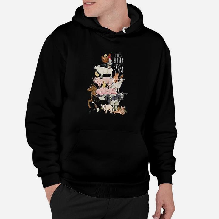 Life Is Better On The Farm Cute Animal Friends Hoodie