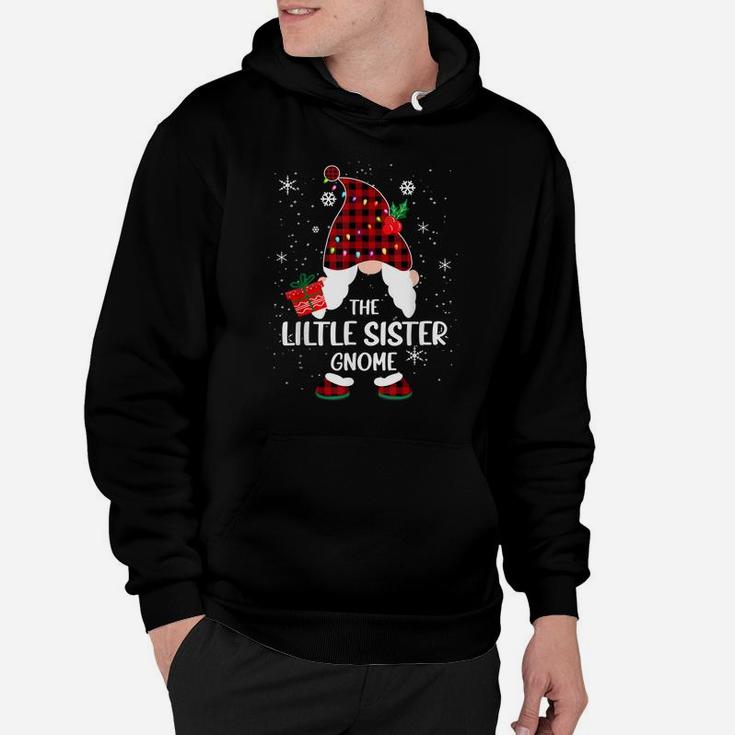 Lil Sister Gnome Buffalo Plaid Matching Family Christmas Hoodie