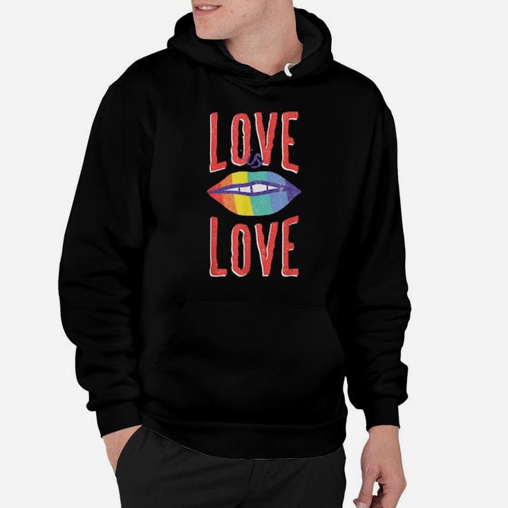 Love Is Love Rainbow Lgbt Gay Pride Lips Hoodie