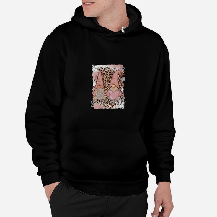 Love The Gnome You Are With Valentine Gnome Leopard Print Hoodie