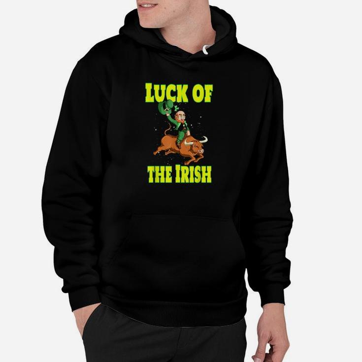 Luck Of The Irish Leprechaun On Bull Hoodie