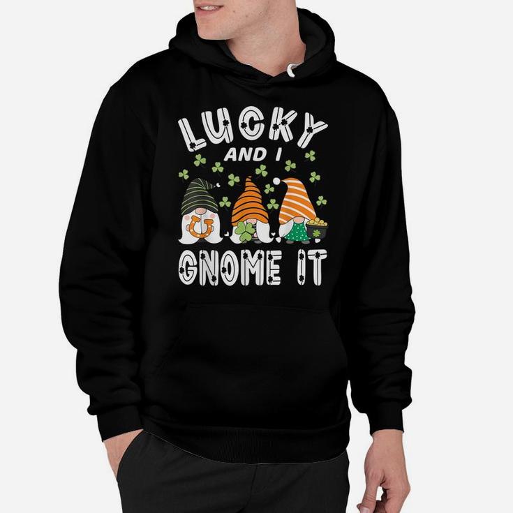 Lucky And I Gnome It St Patrick's Day 3 Gnomes Shamrock Kids Hoodie