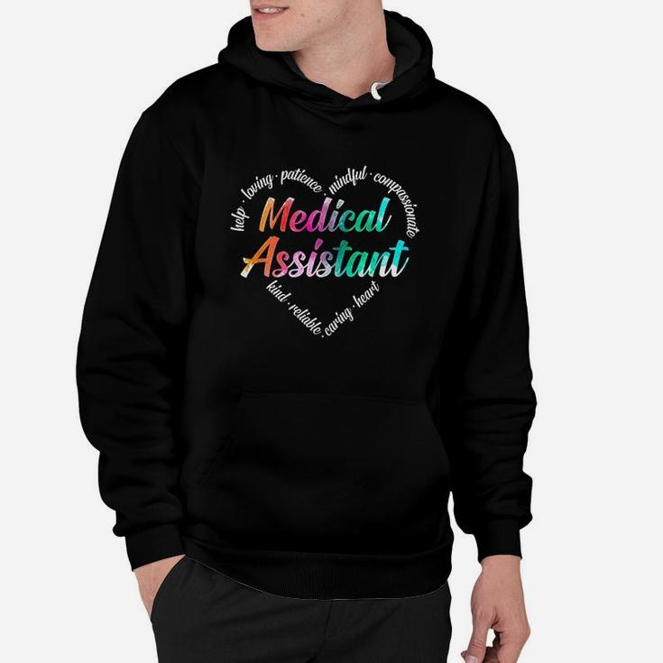 Medical Assistant Heart Word Cloud Watercolor Rainbow Hoodie