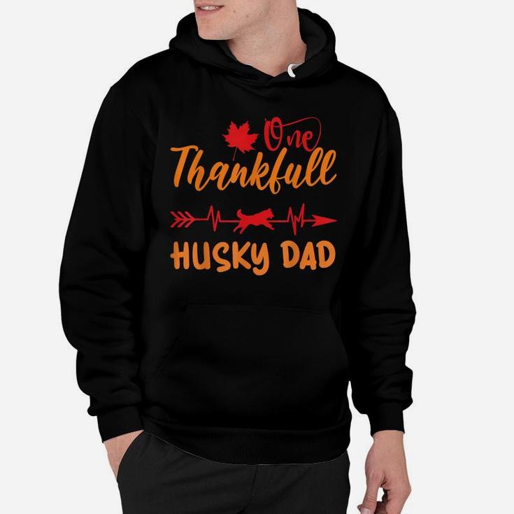 Men Heartbeat Thanksgiving One Thankful Husky Dad Dog Owner Hoodie