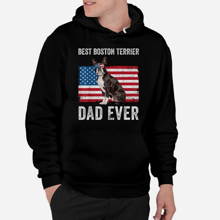 Mens Boston Terrier Dad Usa American Flag Dog Lover Owner Funny Hoodie