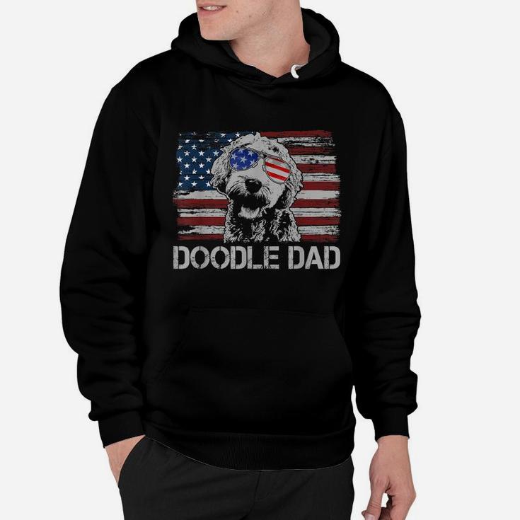 Mens Doodle Dad Goldendoodle Dog American Flag 4Th Of July Hoodie