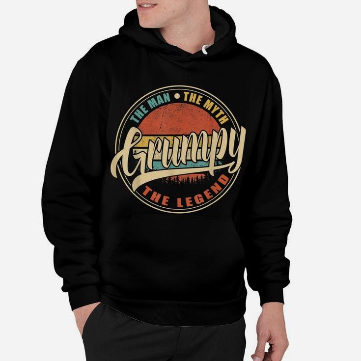 Mens Grumpy The Man The Myth The Legend Vintage Retro Fathers Day Hoodie