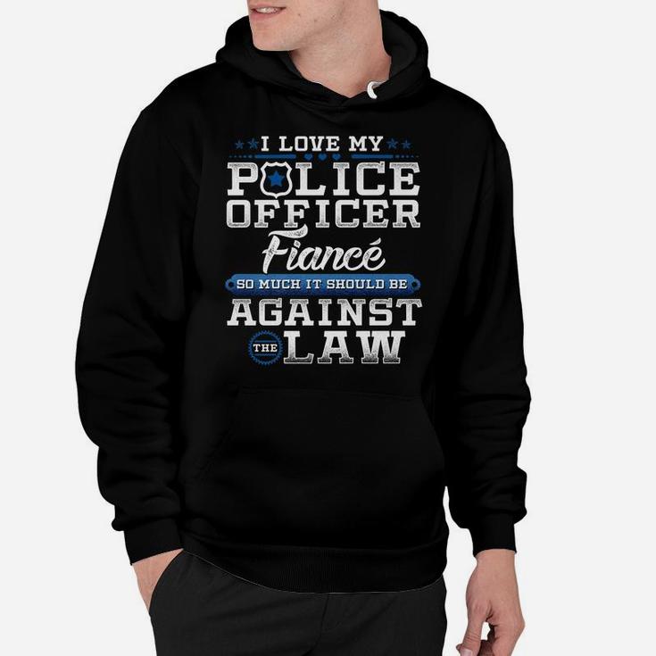 Mens Police Officer Fiance Shirt Proud Engaged Blue Line Hoodie