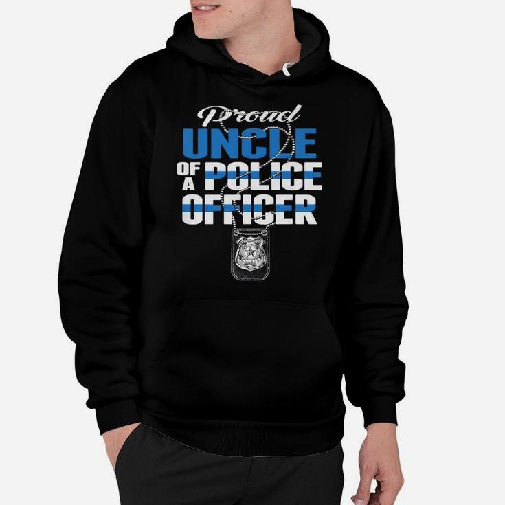 Mens Proud Uncle Of A Police Officer - Thin Blue Line Cop Family Hoodie