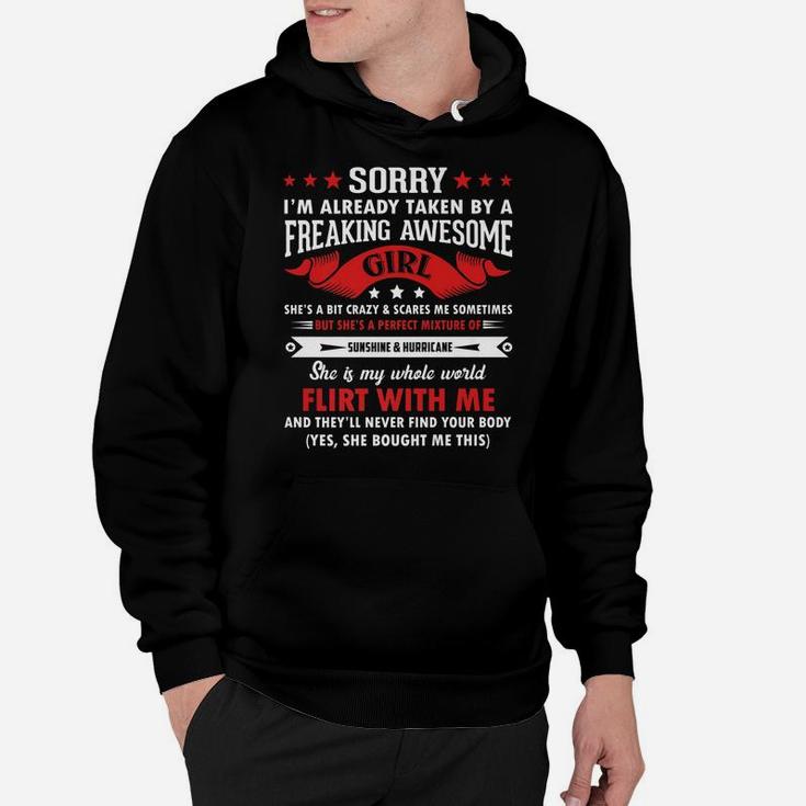 Mens Sorry I'm Already Taken By Freaking Awesome Girl Funny Hoodie
